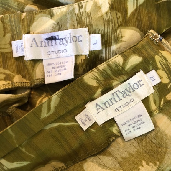 VINTAGE Ann Taylor Size Large 12 Hawaiian Tank Skirt Green 60’s Luau Vibe Cotton - Picture 14 of 16